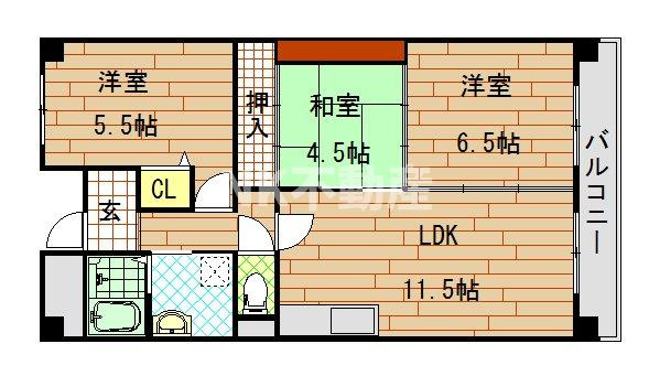 アンドユーイワキ東大阪(長田賃貸)の間取り