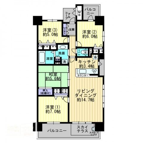 高松市錦町1丁目 15階建 築11年のイメージ