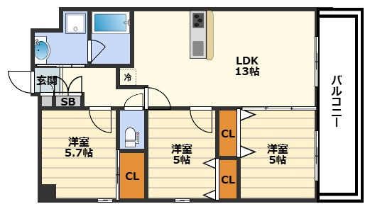 ノーブル南森町Ⅱ番館の間取り