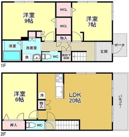 【津雲台6丁目テラスハウス貸家の間取り】