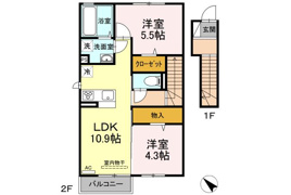 グランアルブル南町　2ＬＤＫＢＨＴの間取り