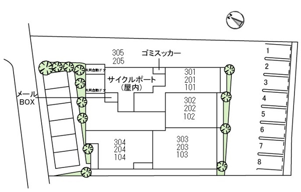 【アズール牛田本町の駐車場】