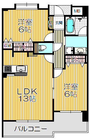 プレサンス大阪ドーム前ファンタジアの間取り
