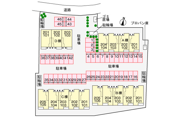【サニーグレイスＡの区画図】