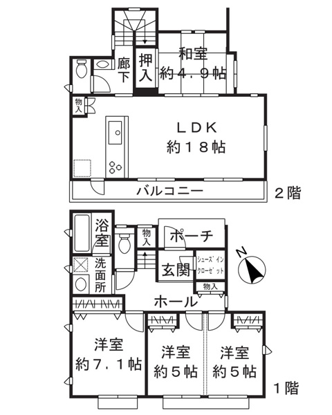 【梶ヶ谷6丁目戸建ての間取り】