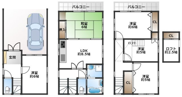 【豊中市玉井町戸建ての間取り】