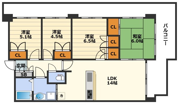リベールシティ北梅田グランシャリオの間取り