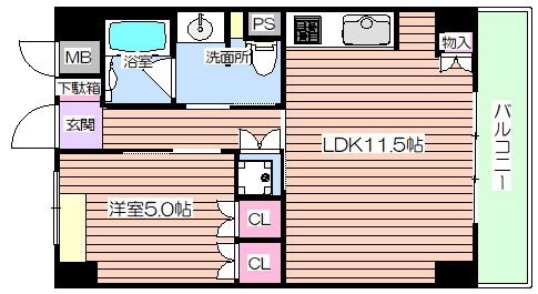 【シティエール東梅田Ⅰの間取り】