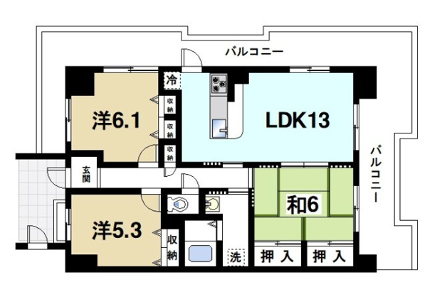 グリーンコーポ東生駒の間取り