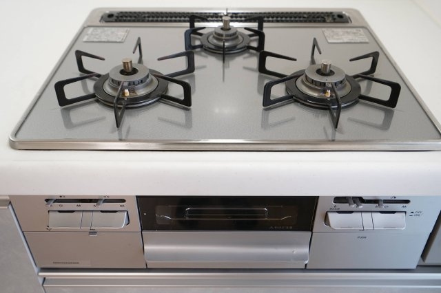ガス3口コンロ。都市ガス。