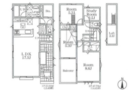 相模原市南区桜台新築戸建て　B号棟の間取り