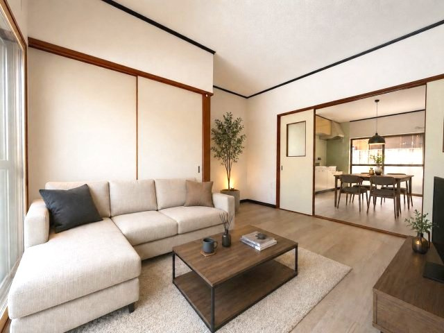 こちらの居間で趣味の時間をお楽しみください（家具家電はAIによるイメージです）