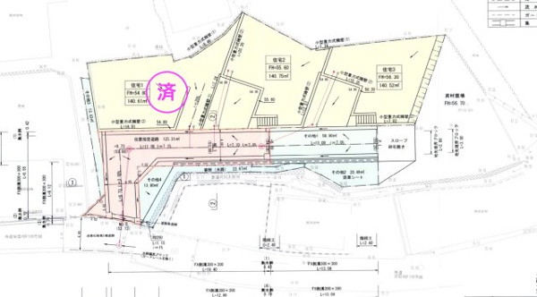 【新造成地　矢野東7丁目　建築条件ナシ の区画図】
