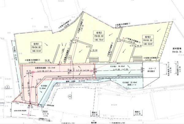 【新造成地　矢野東7丁目　建築条件ナシ の区画図】
