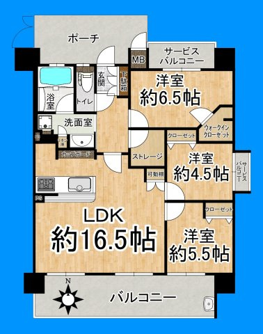南向きバルコニー