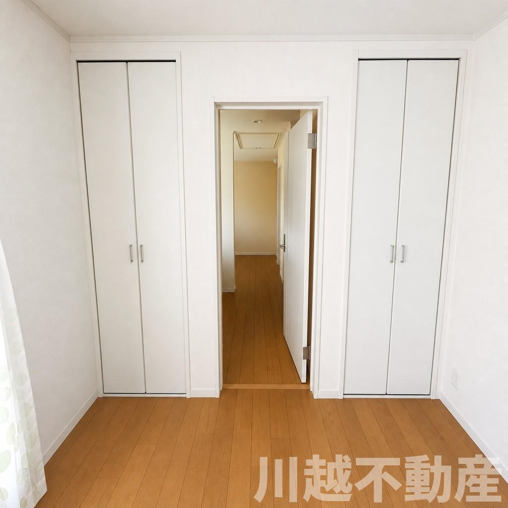 2階の東側の洋室より廊下を望む（ベッド、机等の家具類、小物類消去の為加工しています）