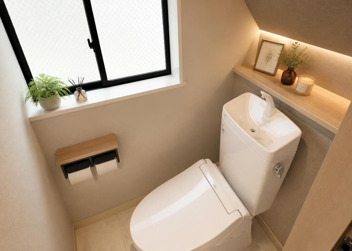 2026年9月の内装リフォームにより、温水洗浄便座つきのトイレ設備へ一新されています。衛生面・快適性に優れ、快適にご利用いただけます。1階と2階の合計2ヶ所にトイレが配置されているのも便利な点です。
