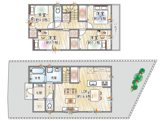 【参考プラン】(ベストプラン建物価格：2480万円～)　■建物面積：89.03？　■2階建て×4LDK　家族の時間を大切にできる広々LDK、2階はプライベートを確保した4居室♪収納も豊富です◎