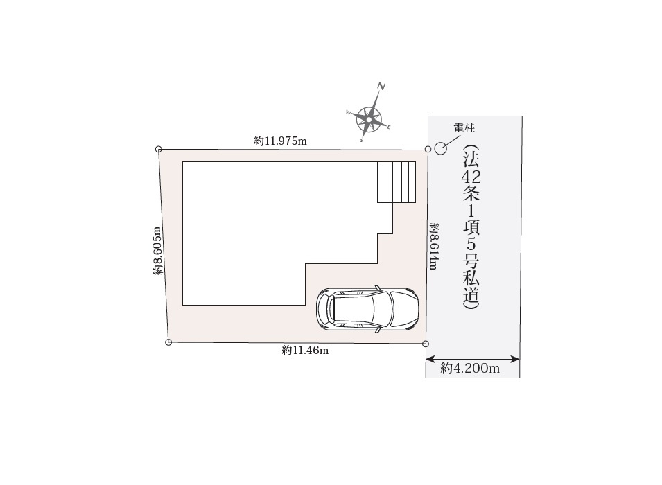 カースペース完備のゆとりある敷地。