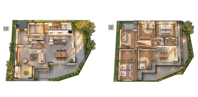 ■建物プラン例（完成予想図）建物面積：231.44？（70.01坪）、建物価格：14025万円　※別途、外構工事費・付帯工事費・諸費用等が必要となります　※当該プランの採用および変更は自由に可能です