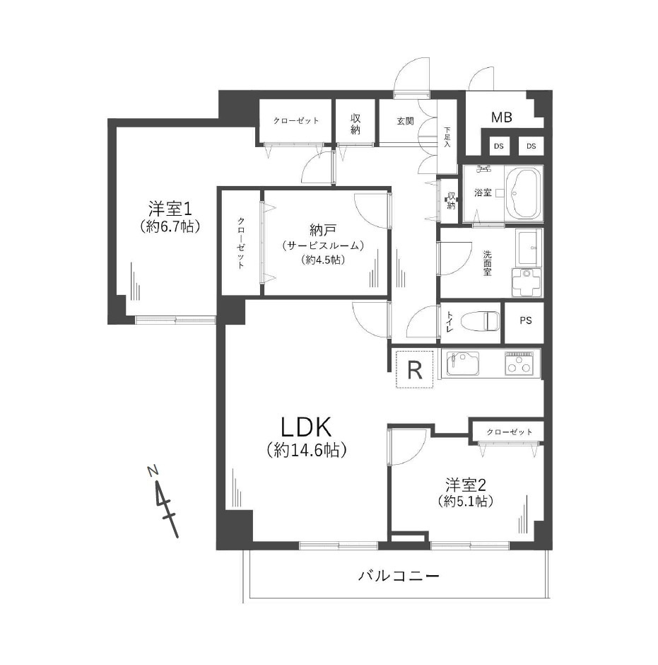 新規内装リフォーム済みの2SLDK
