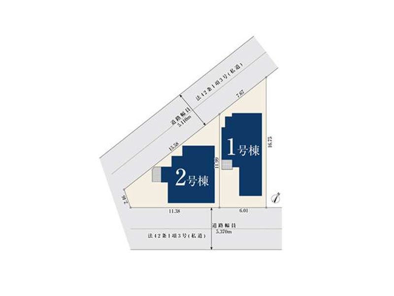 2号棟/開放感溢れる角地の為、採光・通風良好です！※図面を基に作成しています。現況と異なる場合は現況を優先いたします。