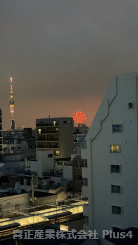 毎年の隅田川花火大会はバルコニーから。わざわざ出かけなくても、お家でゆったり鑑賞できます。