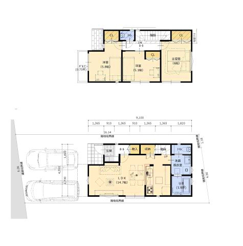 土地図＋建物プラン例