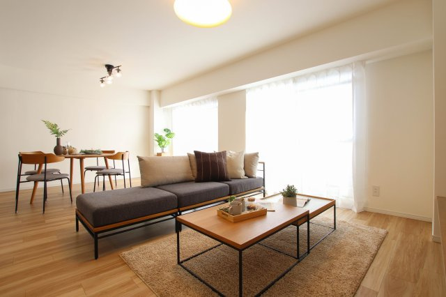 横長のリビングダイニングは、使いやすく広々としています。