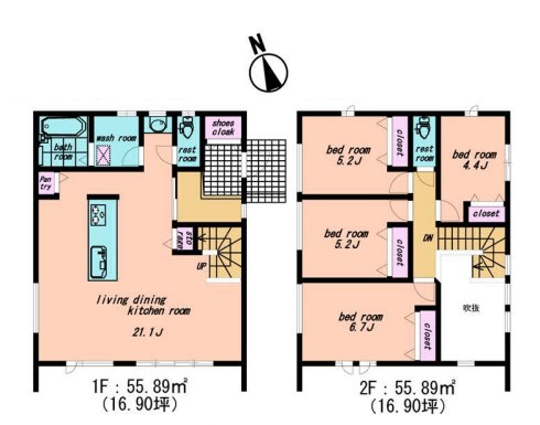 ～参考プラン2　トレンドの、バルコニーレスプランです～