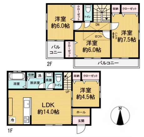 ■間取り図｜敷地面積：194.61？（約58.86坪）建物面積：94.39？（約28.55坪）