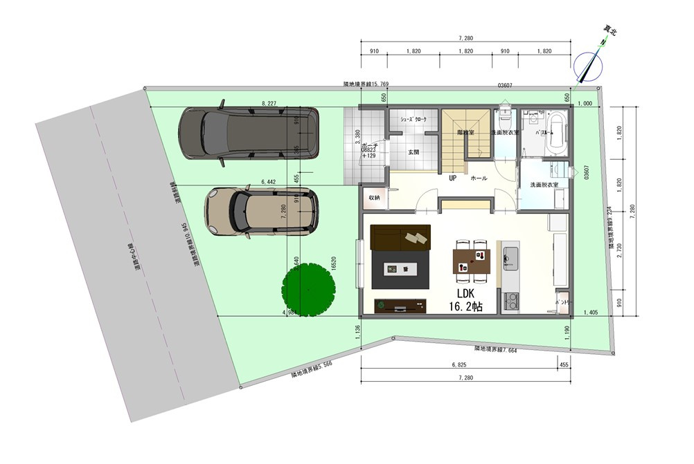 土地図＋建物プラン例