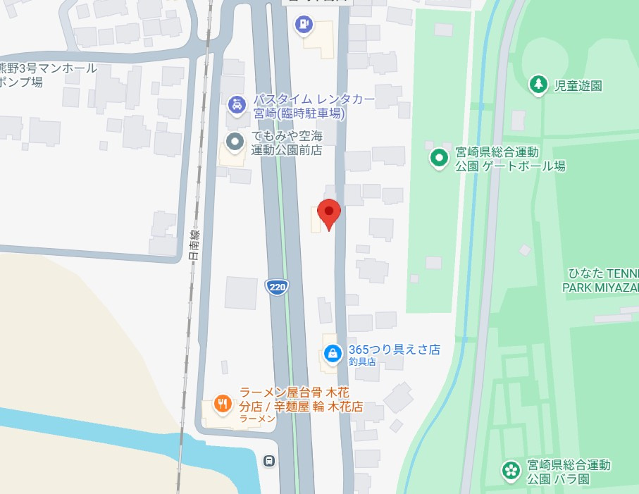 周辺地図になります。JR運動公園駅まで徒歩7分です。