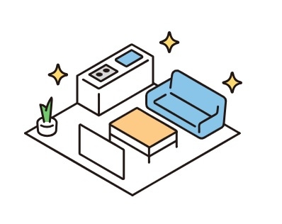 【パークサイド南大沢　みんなが笑顔 広さと豊かな動線が快適な住み心地 の居間】