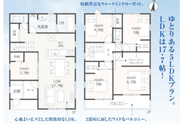 岐阜市中川原新築建売全3棟 お車並列3台可能 南道路につき日当り良好 ウォークインクローゼットあり の間取り