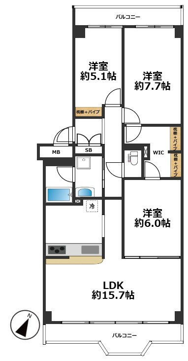 全部屋洋室で収納が豊富な間取です♪