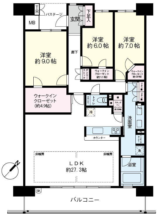 前面棟無し、南東向きの11階　オーシャンビューのお部屋