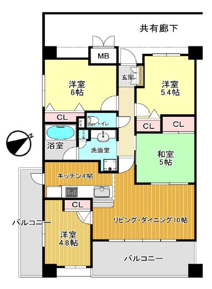 三方角住戸！4LDK！2面バルコニー☆室内お好きにリフォームしてみてはいかがでしょうか？