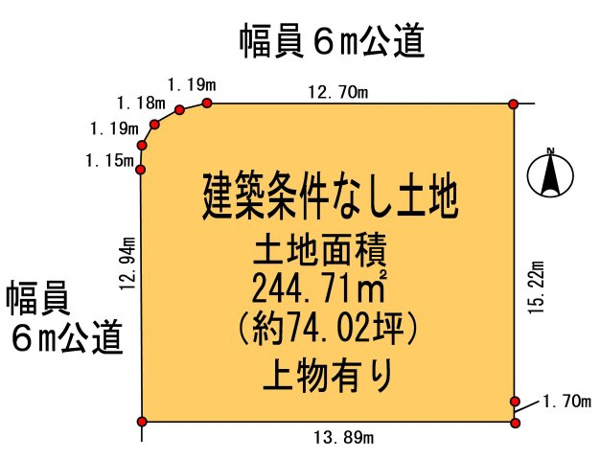 【茨木市山手台5丁目 建築条件無し売り土地の間取り】