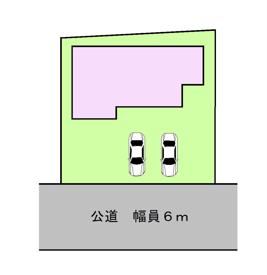 駐車場並列2台可能。前面道路が広く、車庫入れもラクラク♪