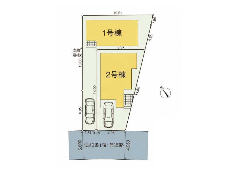 前面道路が広いので、お車の駐車がラクラク（車種・運転技術によります）　※図面を基に作成しています。現況と異なる場合は現況を優先いたします。