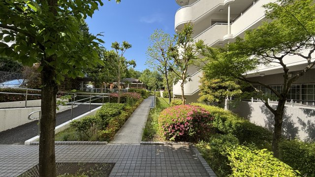 エントランス周りは植栽が彩ります。