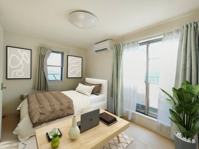 【洋室】　どのお部屋にも窓があり、明るく過ごしやすい空間となっています。　・家具家電等はCGです。現況優先