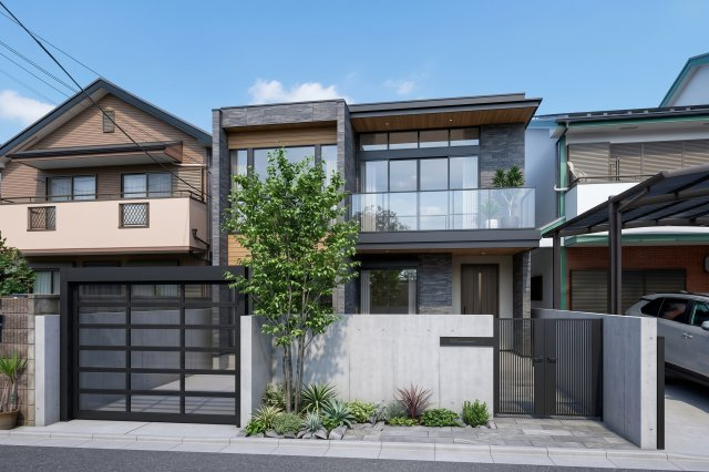 ※建築パース。高さ制限10m。　将来にわたりビルや商業施設が建たない美しい街並み。