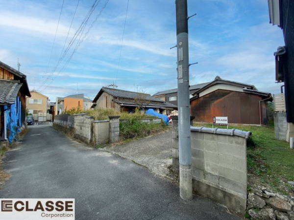 【京田辺市東古森　売土地の前面道路含む現地写真】