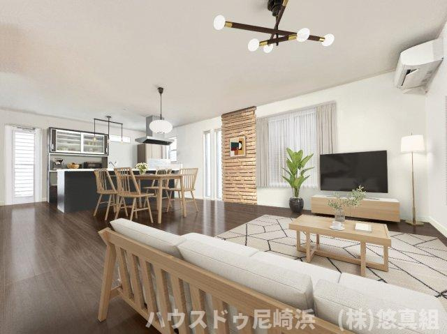 ■【現在居住中物件】LDK広々約20.6帖、南向きリビングで陽当り良好◎（※家具配置はCGによるシミュレーションです。）