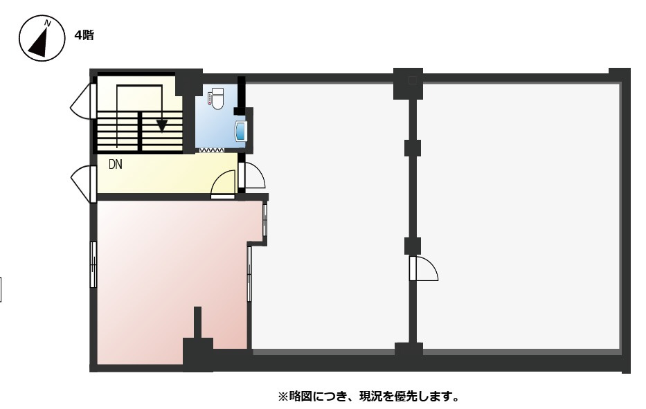 4F洋室（事務所）とルーフバルコニー。
