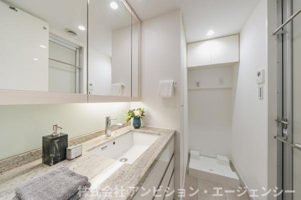 収納力と清潔感を両立した、機能的な洗面空間。
