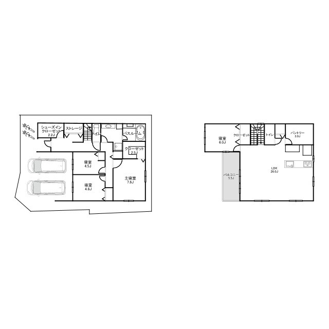LDK26帖以上の2階建4LDK　延床：132.48？　建物参考価格：4876万円