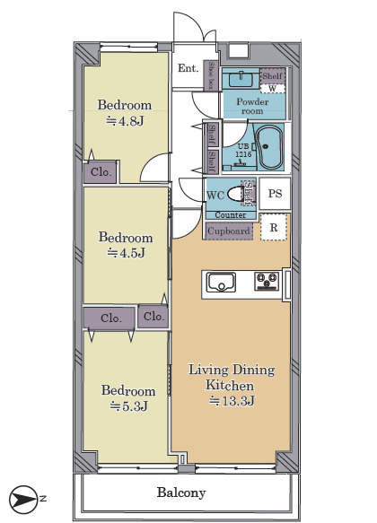 大島スカイハイツ 　7階　リ　ノベーションの間取り